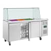 Polar U-Series GN Counter Saladette with Square Sneeze Guard - 3 Door - KW Commercial Kitchen