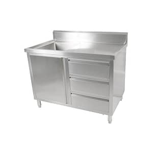FED SC-6-1200L-H Stainless Steel Cabinet with Left Sink