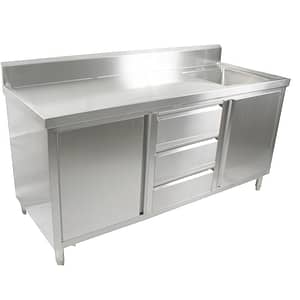 FED SC-6-2100R-H Stainless Steel Cabinet with Right Sink
