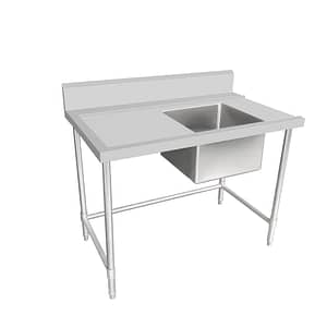Kitchen Knock Stainless Steel Single Sink Bench – Left Inlet