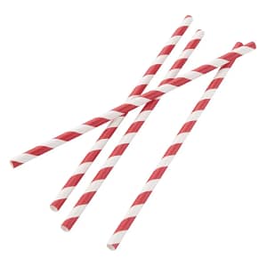 Fiesta Compostable Wrapped Paper Straw Red & White Stripe - 6mm (Box 250)
