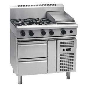Waldorf 800 Series 4 Burner Gas Cooktop with Griddle and Refrigerated Base - RN8603G-RB