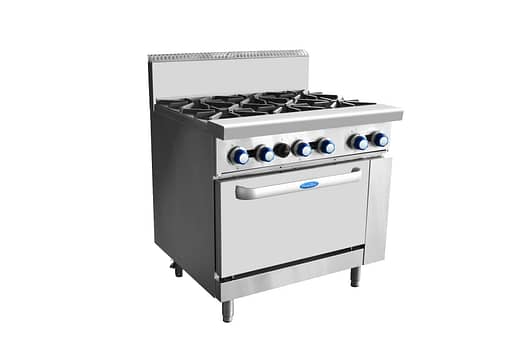 Cookrite AT80G6B-O 6-Burner Gas Cooktop with Oven – Robust Design for Commercial Kitchens
