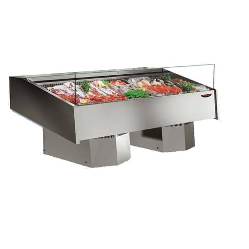 Bonvue FSG2000 Fish Open Display, stainless steel refrigerated showcase for seafood markets.