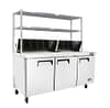 Atosa MSF8304OS 3-Door Sandwich Prep Fridge featuring overshelf & efficient refrigeration, ideal for sandwich shops and delis.