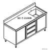FED SC-7-2100R-H Stainless Steel Cabinet with Right Sink - 2100mm