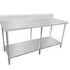 Kitchen Knock Stainless Steel Work Bench with Timber Layer Splashback 2100x700mm