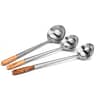 Kitchen Knock Chinese Style Stainless Steel Ladle with Wooden Handle (Pack of 2)