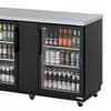Turbo Air Super Deluxe Back Bar Cooler TBB-3SGD with glass doors and LED lighting.