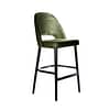 Avocado Velvet Semifreddo Stool with Sleek Black Legs
