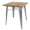 Bolero 700mm Square Steel Bistro Table with Wooden Top (Galvanised) - KW Commercial Kitchen