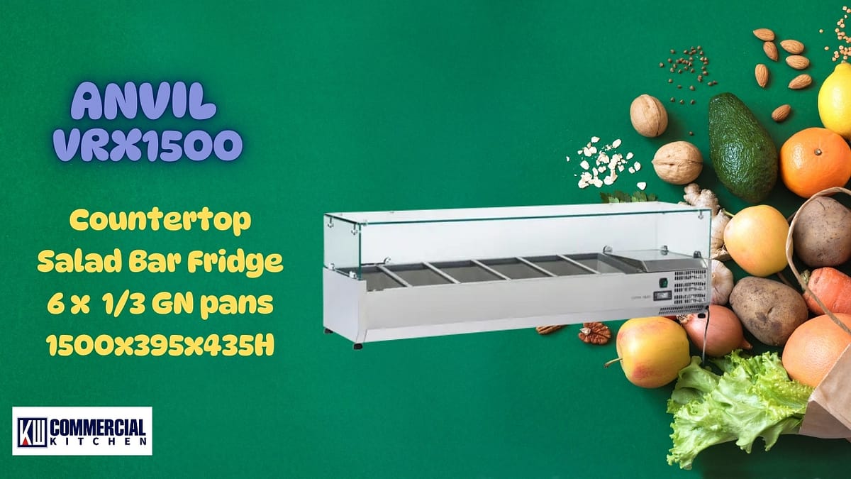 Anvil VRX1500 Refrigerated Glass Canopy Unit – 6×1/3 GN Capacity, 1500mm Wide