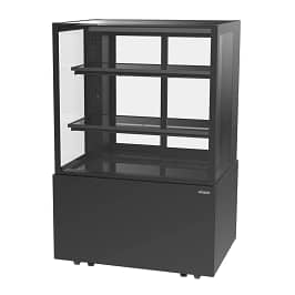 Airex AXR.FDFSSQ.09 Freestanding Refrigerated Square Food Display 900mm | Black Square Food Showcase | 2°C–5°C | 3 Tier