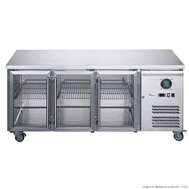 FED-X XUB7C18G3V Three Glass Door Stainless Bench Fridge with 417L Capacity