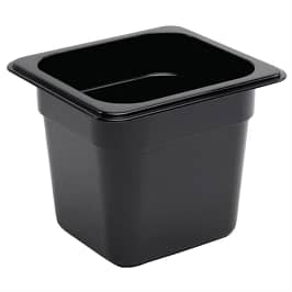 Vogue U471 Black Polycarbonate Gastronorm Pan 1/6 GN with 150mm Depth and 2.3L Capacity