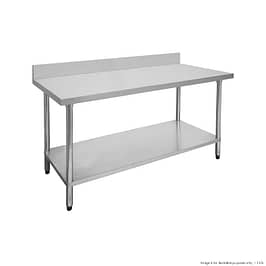 FED 0600-7-WBB 304 Grade Stainless Steel Table with 600x700mm Surface and Splashback – Ideal for Food Prep in Commercial Kitchens