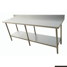 FED 2100-6-WBB Stainless Steel Table with 2100x600mm Top, 100mm Splashback, and 6-Leg Support – Ideal for Commercial Prep Areas