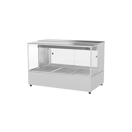 Image of Woodson W.HFSQ23 Hot Food Display – 3 x 1/1 Square Glass Countertop | KW Commercial Kitchen Woodson W.HFSQ23 hot food display with 3 GN bays