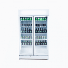 Bromic GM0900LWECO Upright Display Fridge with 885L Capacity, 2 Flat Glass Doors, LED Lighting, and R290 Refrigerant