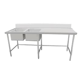 Kitchen Knock 631119 Stainless Steel Double Sink Bench – Left Sink, 2400x700mm
