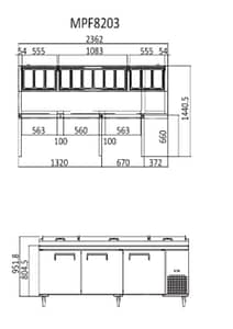 Atosa MPF8203 Stainless Steel Pizza Prep Table Fridge - 3 Door, 2362mm
