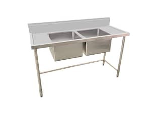 Kitchen Knock Full Stainless Steel Double Sink Bench – 1500x700mm