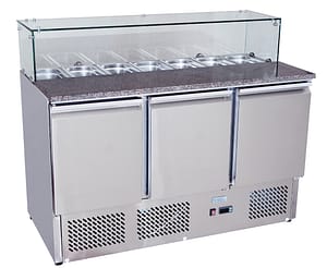 Atosa ESL3864 3-Door Pizza Table Saladette Fridge with Marble Top