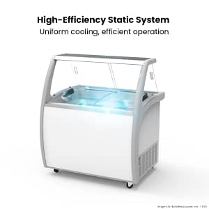 Thermaster SD-325P Gelato Display Freezer | 325L | 6 x 5L Pans | Curved Glass - KW Commercial Kitchen