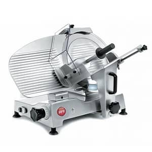RFE Europa 370 manual meat slicer with 370mm blade, belt-driven for precision slicing in commercial kitchens