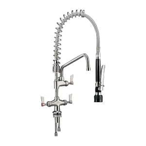 3monkeez Dual Hob Mounted Pre-Rinse Spray Tap with Pot Filler, 305mm, Black, Stainless Steel, WELS Approved
