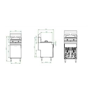 GASU GFG2120 Split Pan Gas Fryer 35L cad drawing