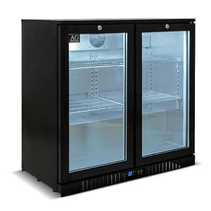 AG 2BBR-H 2 Door Bar Fridge – Black, Commercial Beverage Cooler