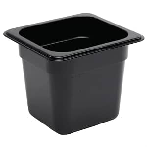Vogue U471 Black Polycarbonate Gastronorm Pan 1/6 GN with 150mm Depth and 2.3L Capacity