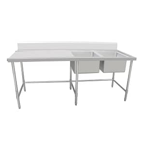 Kitchen Knock 419962 Stainless Steel Right Sink Double Bowl Bench – 2400x700mm