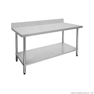 FED 0600-7-WBB 304 Grade Stainless Steel Table with 600x700mm Surface and Splashback – Ideal for Food Prep in Commercial Kitchens