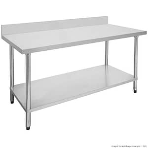 FED SSTable7SB-EC 700mm Deep Stainless Steel Table with 100mm Splashback – Ideal for Commercial Kitchens