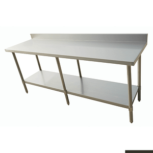 FED 2100-6-WBB Stainless Steel Table with 2100x600mm Top, 100mm Splashback, and 6-Leg Support – Ideal for Commercial Prep Areas