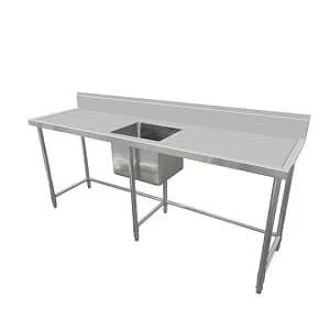 Kitchen Knock 631123 Stainless Steel Centre Single Sink Bench 2400x700mm – Ideal for Commercial Kitchens