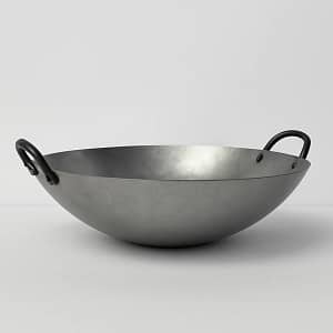 Kitchen Knock 403552 24-Inch Steel Wok with ears, round base, ideal for high-heat commercial stir-fry cooking