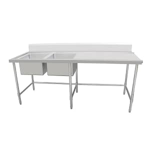 Kitchen Knock 631119 Stainless Steel Double Sink Bench – Left Sink, 2400x700mm