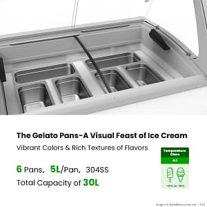 Thermaster SD-325P Gelato Display Freezer | 325L | 6 x 5L Pans | Curved Glass - KW Commercial Kitchen