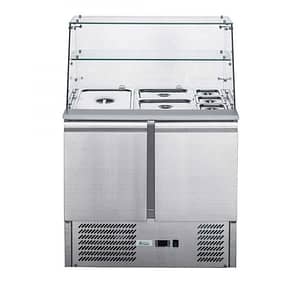FED-X XS900GC Two Door Glass Top Salad Prep Fridge with 240L Capacity