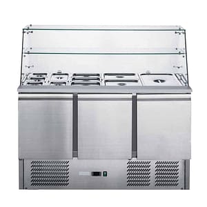 FED-X XS903GC Three Door Salad Prep Fridge – Glass Top Commercial Refrigerator Australia