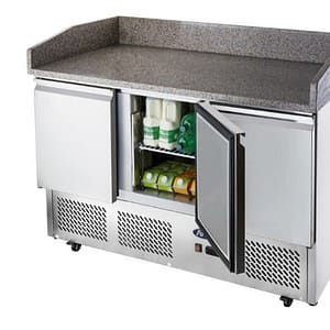 Atosa ESL3852 3-Door Pizza Table Fridge with Marble Top