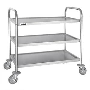 Vogue Stainless Steel 3 Tier Clearing Trolley Medium (F994)