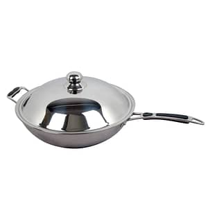 Benchstar Ø 360mm Wok with Lid - Stainless Steel Wok for Induction IW350/IW500