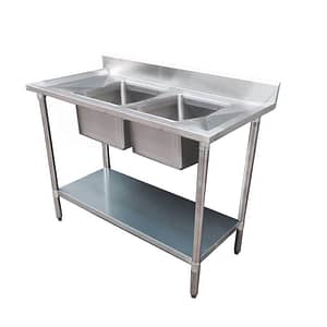 FED Double Sink Benches - Affordable Stainless Steel, 700mm Deep