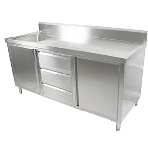 FED SC-6-1800L-H Stainless Steel Cabinet with Left Sink