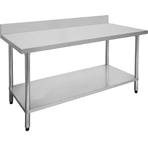 Economic 304 Grade Stainless Steel Table with splashback 700mm Deep (SSTable7SB-EC)
