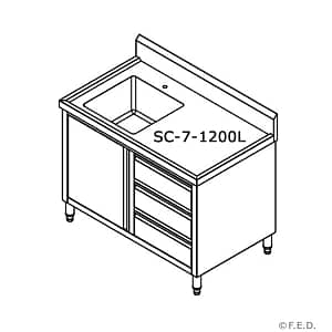 SC-7-1200L-H CABINET WITH LEFT SINK